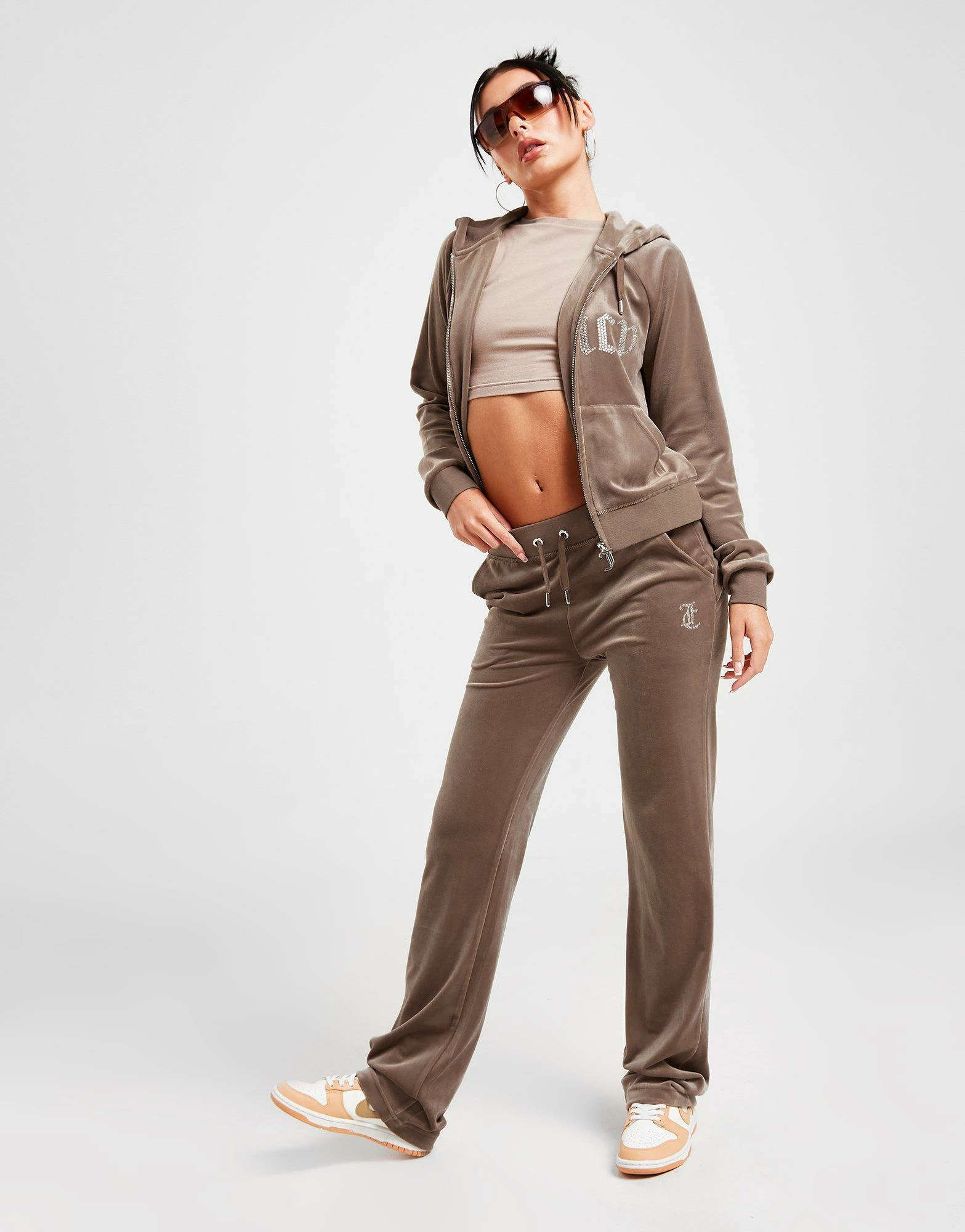 JUICY COUTURE Diamante Velour Joggingbukser Dame Brun - Billede 4