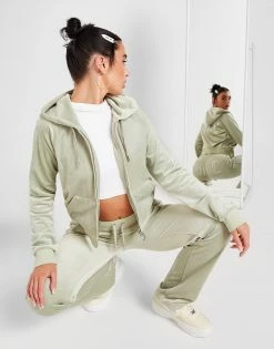 JUICY COUTURE Diamante Velour Full Zip Hoodie Grøn