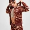 JUICY COUTURE Marble Velour Full Zip Hoodie Brun