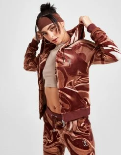JUICY COUTURE Marble Velour Full Zip Hoodie Brun