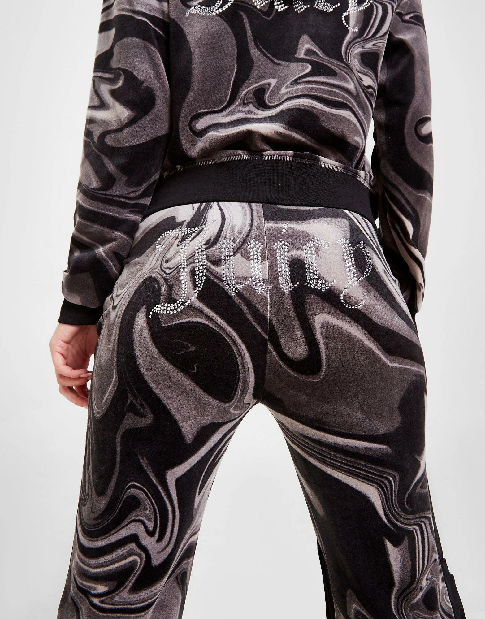 JUICY COUTURE Marble Velour Track Pants Sort - Billede 4