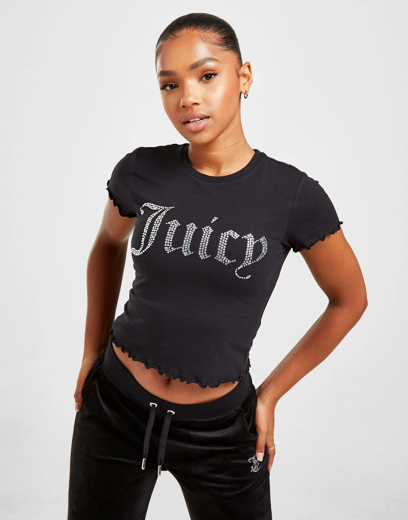 JUICY COUTURE Diamante Slim T-Shirt Sort - Billede 2
