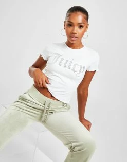 JUICY COUTURE Diamante Slim T-shirt Hvid