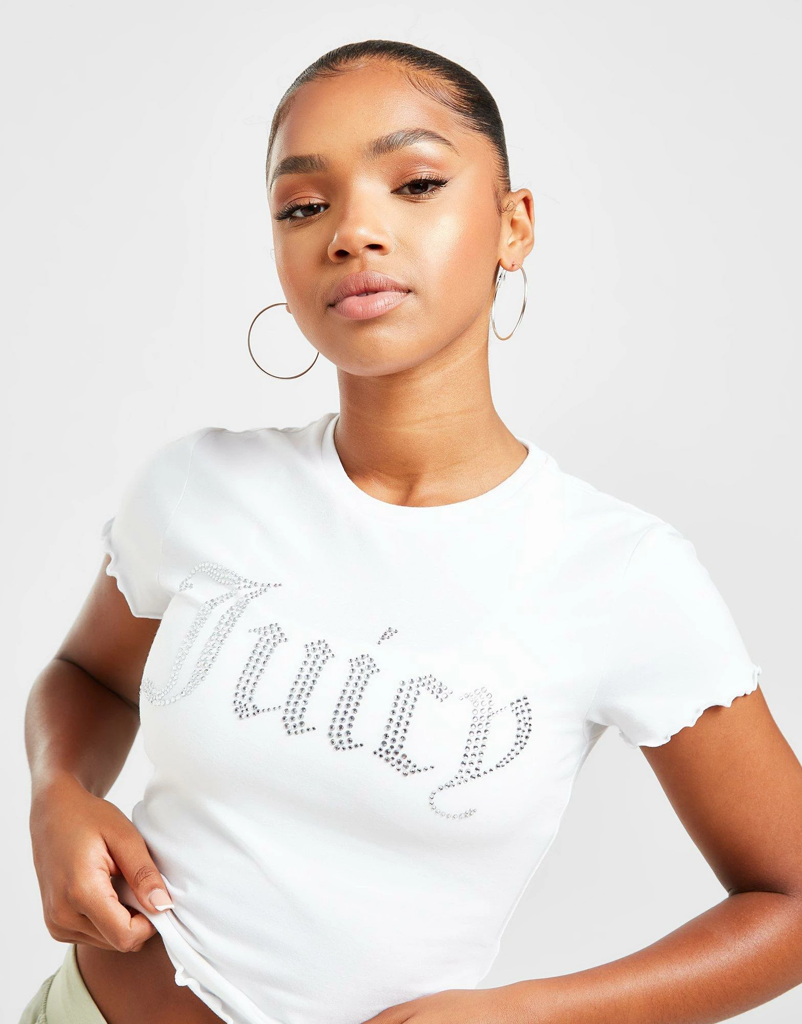 JUICY COUTURE Diamante Slim T-shirt Hvid - Billede 4
