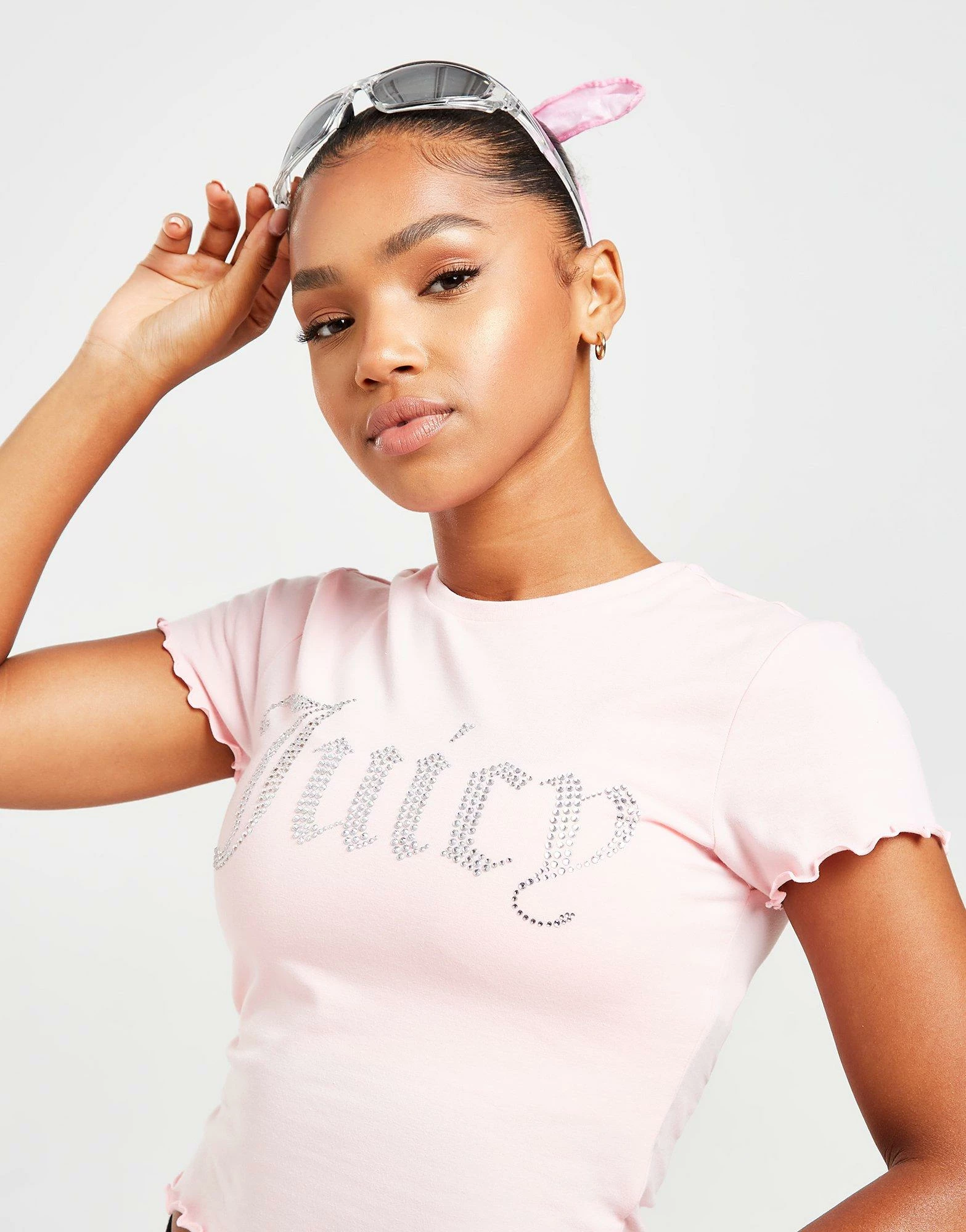 JUICY COUTURE Diamante Slim T-Shirt Pink - Billede 4