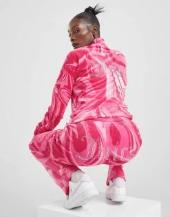 JUICY COUTURE Marble Velour Track Pants Pink