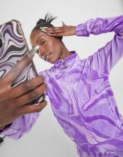 JUICY COUTURE Marble Velour Track Top Lilla