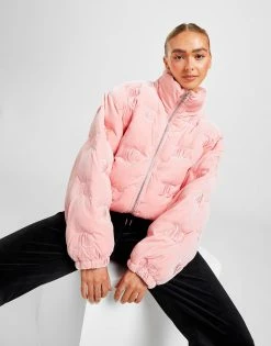 JUICY COUTURE All Over Print Velour Padded Jacket Pink