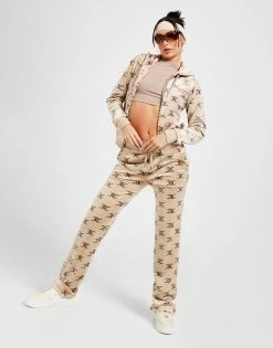JUICY COUTURE All Over Print Velour Track Pants Brun