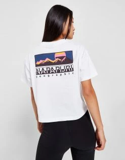 Napapijri Back Graphic Crop T-Shirt Hvid