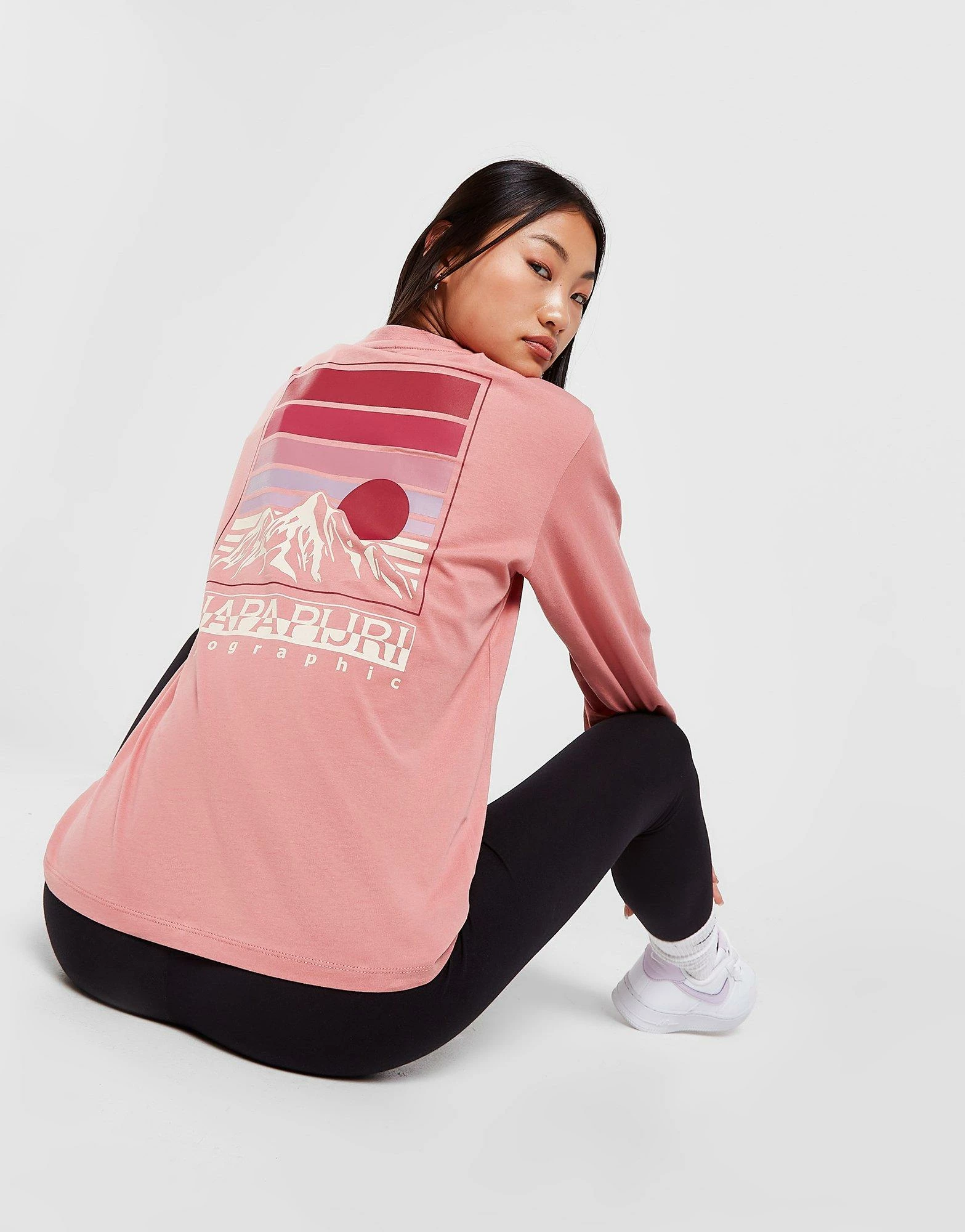 Napapijri Back Graphic Long Sleeve T-Shirt Pink