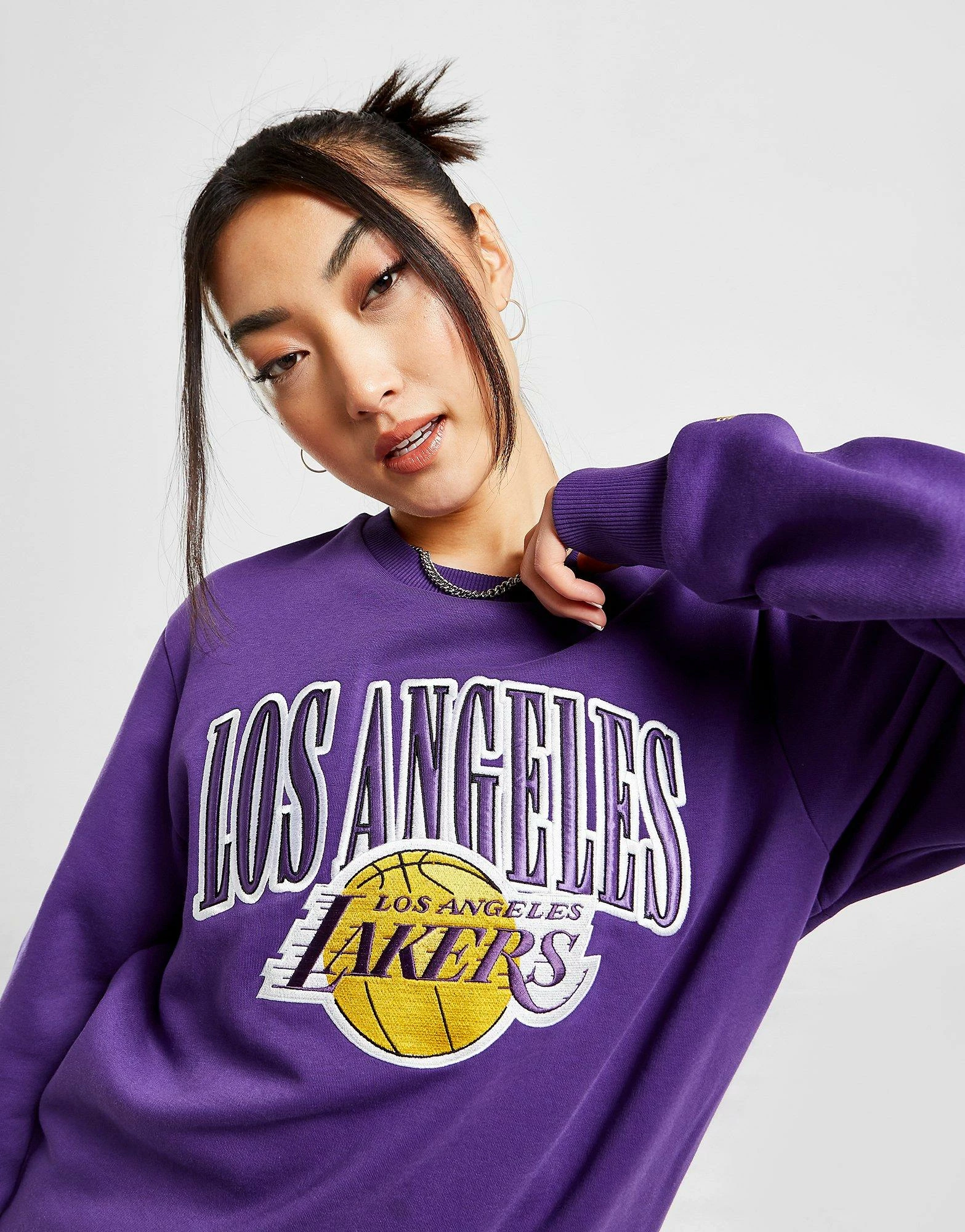 New Era NBA Los Angeles Lakers Satin Crew Sweatshirt Lilla - Billede 2