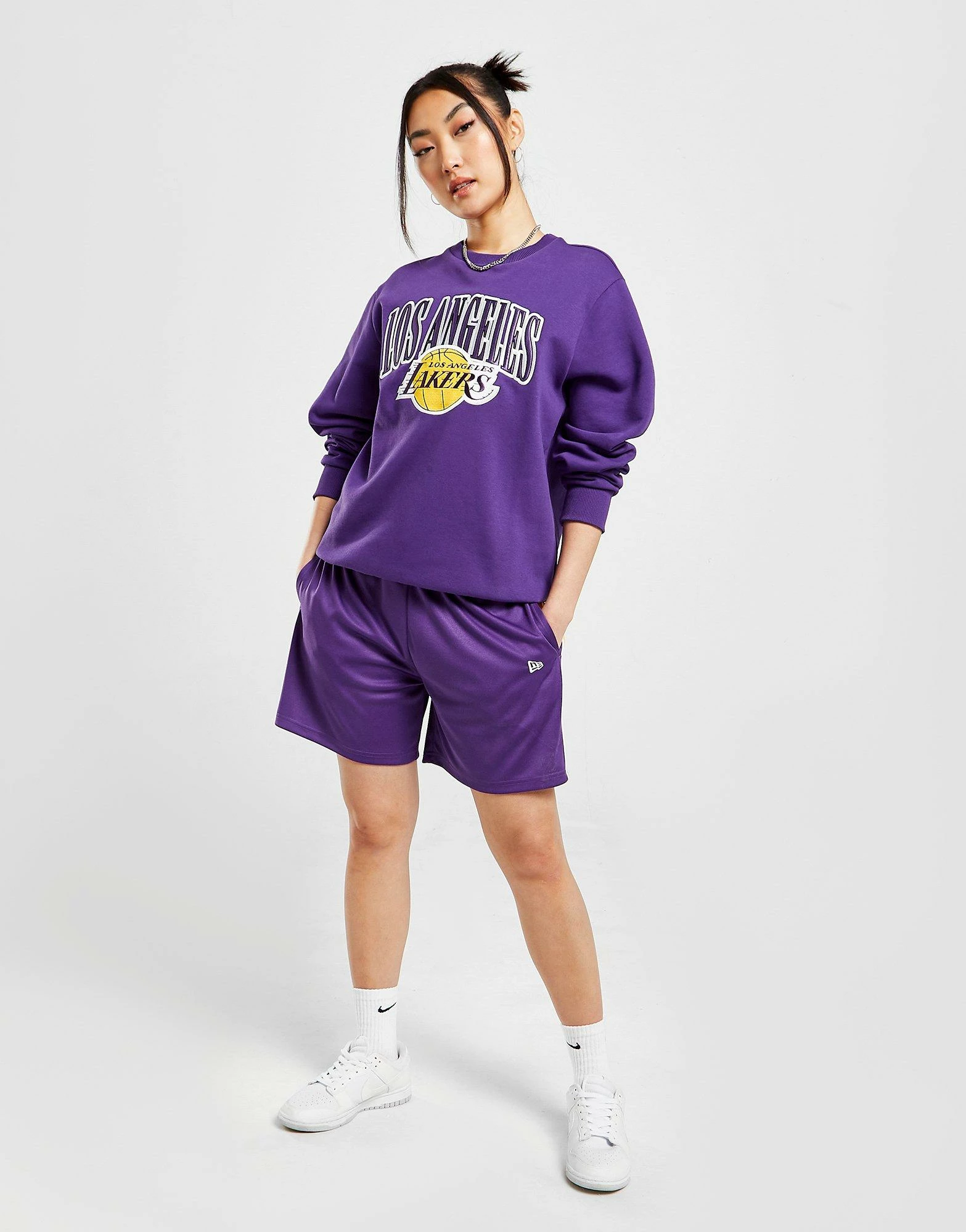 New Era NBA Los Angeles Lakers Satin Crew Sweatshirt Lilla - Billede 3