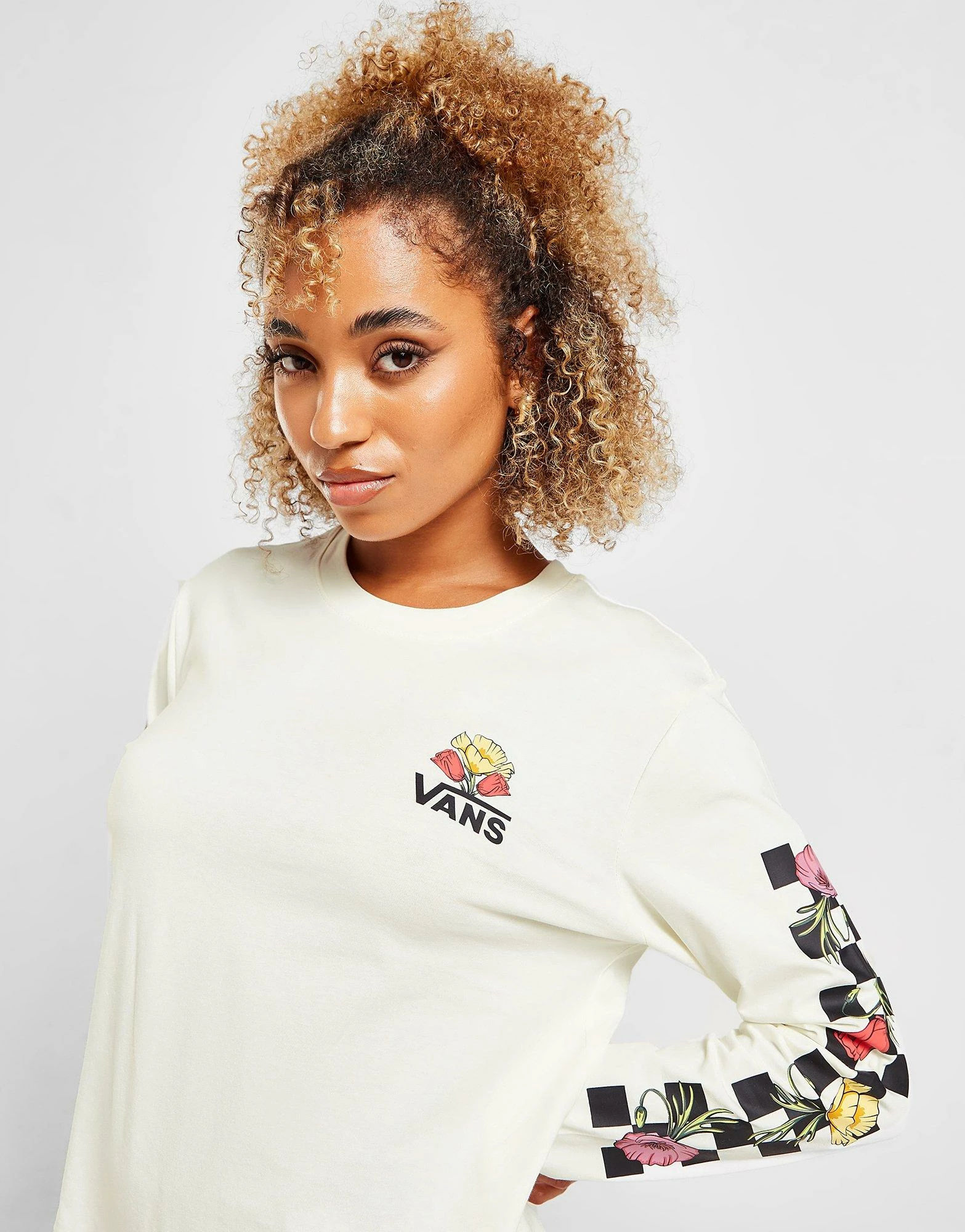 Vans Floral Long Sleeve T-Shirt Beige - Billede 3