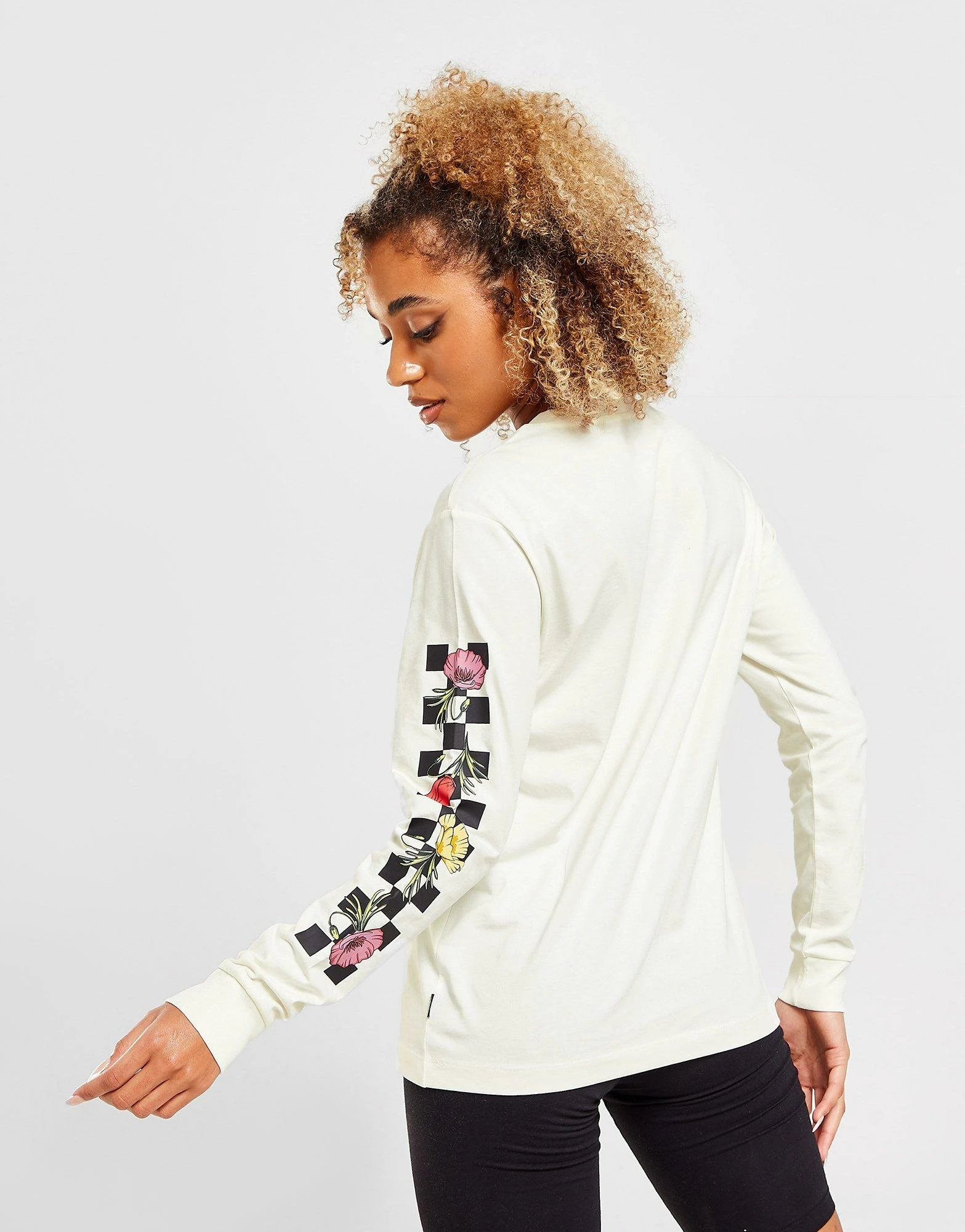 Vans Floral Long Sleeve T-Shirt Beige - Billede 4