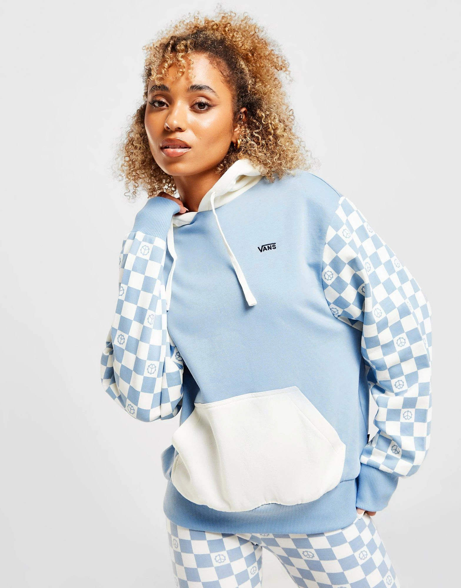 Vans Checkerboard Colour Block Hoodie Blå - Billede 4