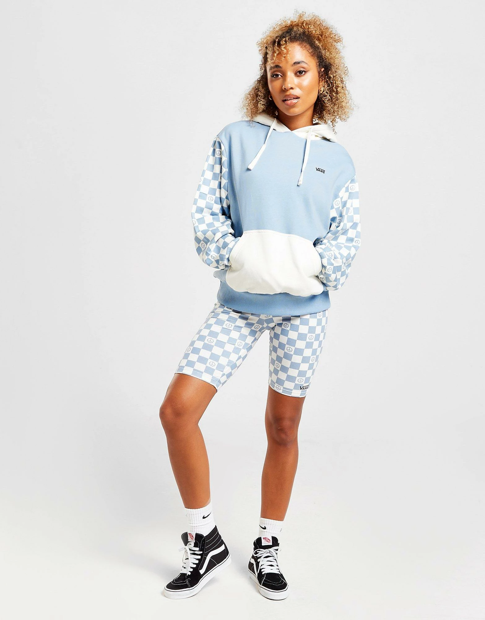 Vans Checkerboard Colour Block Hoodie Blå - Billede 5