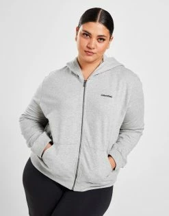 Calvin Klein Plus Size Lounge Full Zip Hoodie Grå
