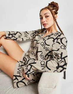 Calvin Klein Underwear All Over Print Pyjama Shirt Brun
