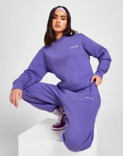Nicce Small Logo Crew Sweatshirt Lilla