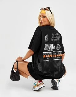 Supply & Demand Acid Wash Back Graphic Boyfriend T-Shirt Dame Sort