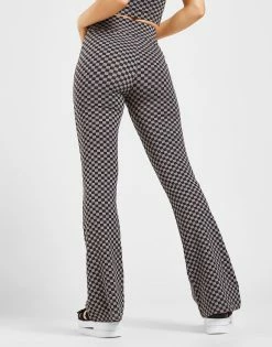 Supply & Demand Checkerboard All Over Print Flared Pants Grå -Pink Soda Sport shop jd 573838 c