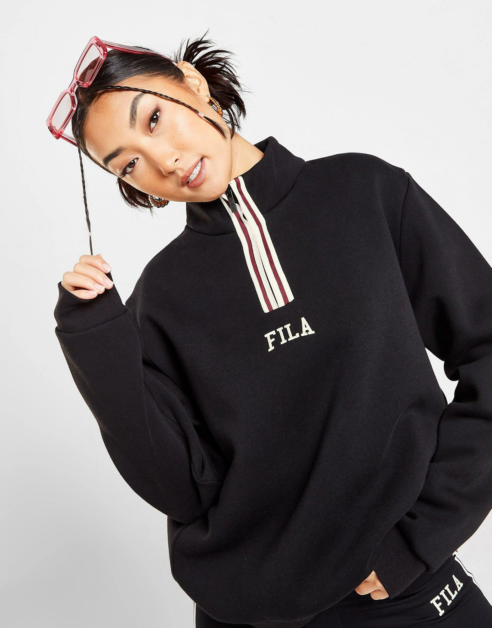 Fila Stripe 1/4 Zip Sweatshirt Sort