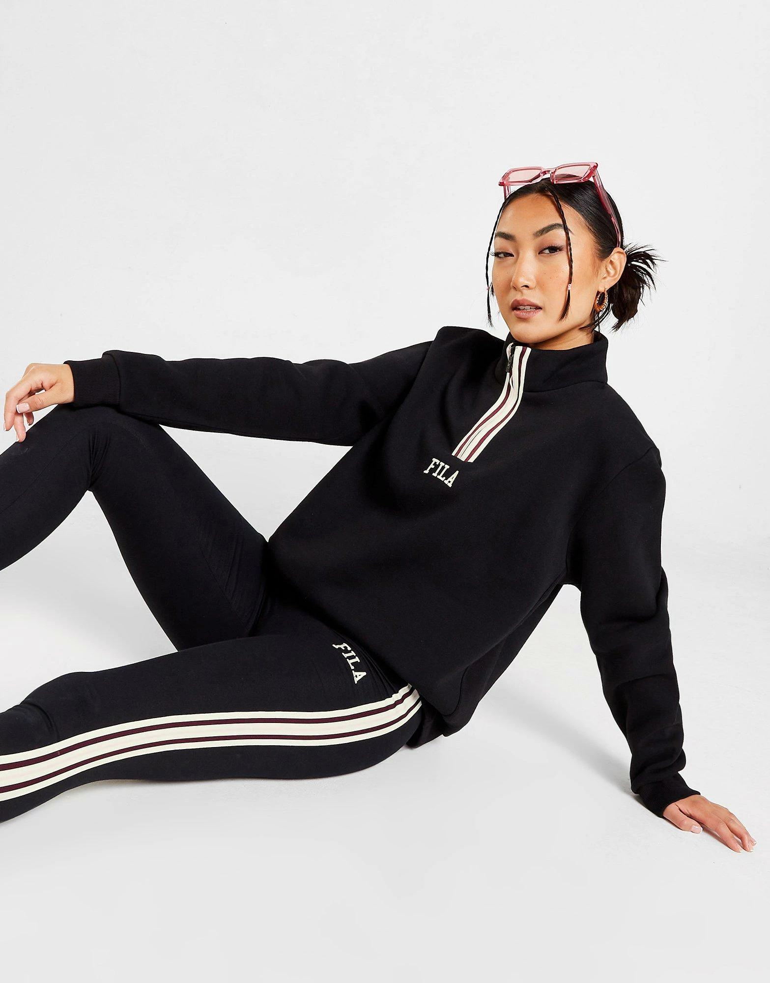 Fila Stripe 1/4 Zip Sweatshirt Sort - Billede 3