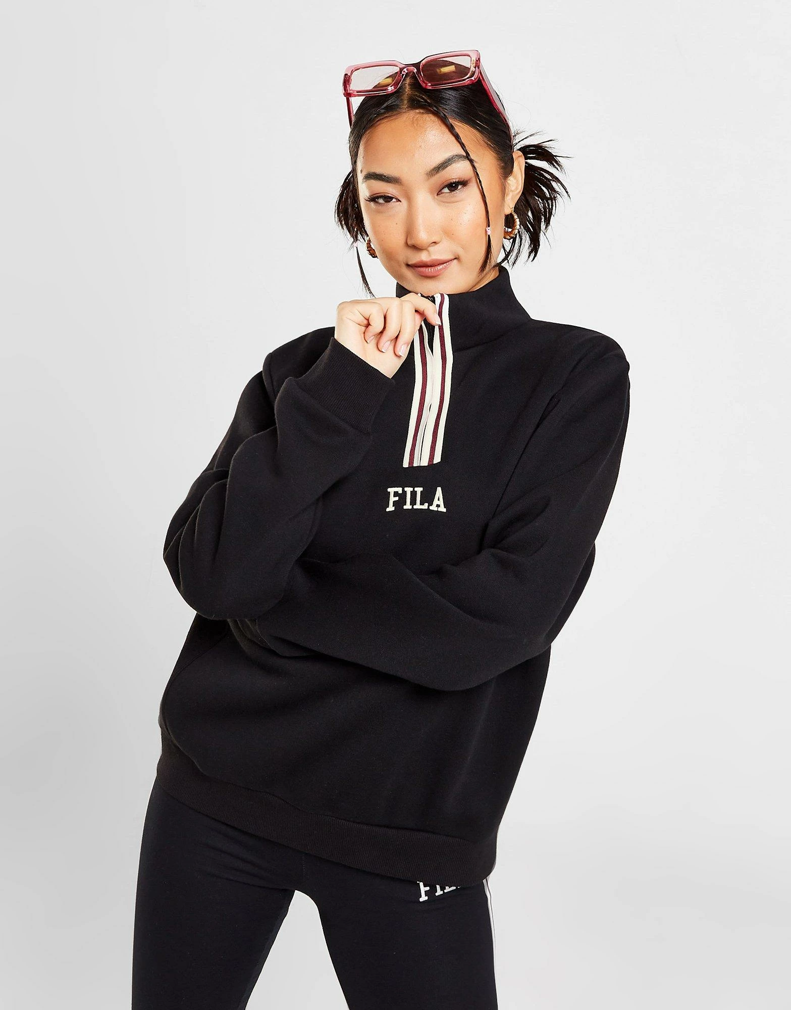 Fila Stripe 1/4 Zip Sweatshirt Sort - Billede 4