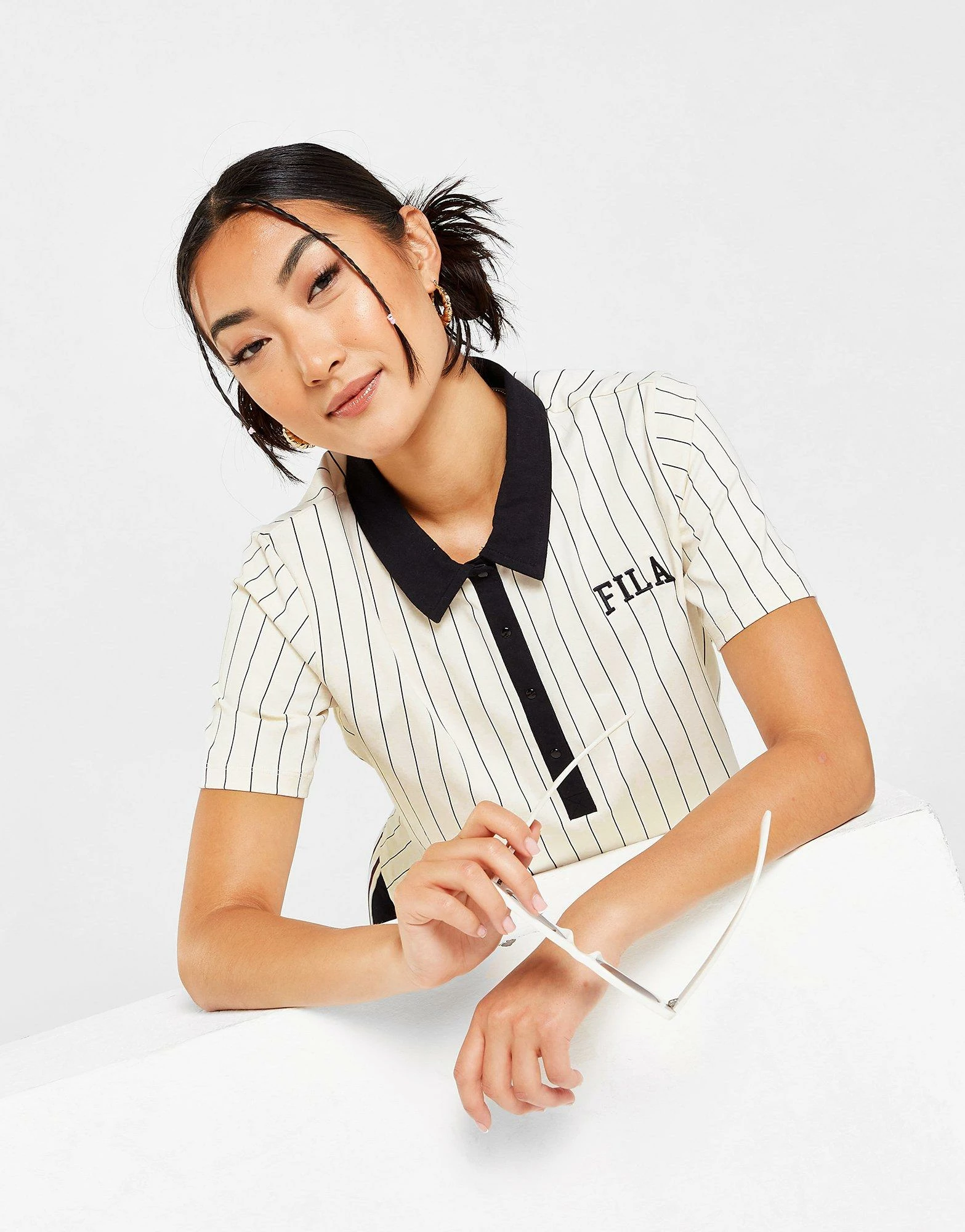 Fila Stripe Polo T-Shirt Hvid 3 Fila Stripe Polo T-Shirt Hvid
