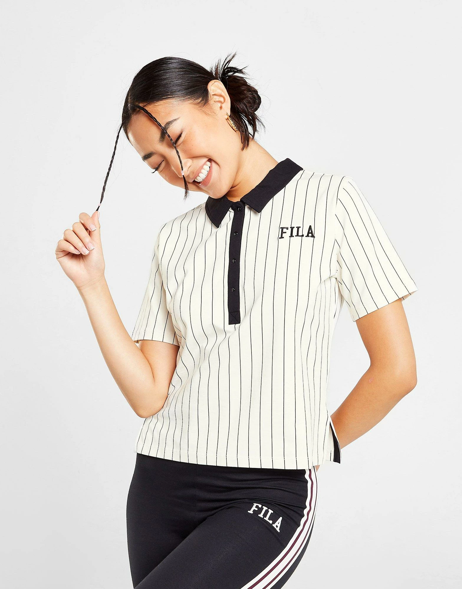 Fila Stripe Polo T-Shirt Hvid 4 Fila Stripe Polo T-Shirt Hvid - Billede 2