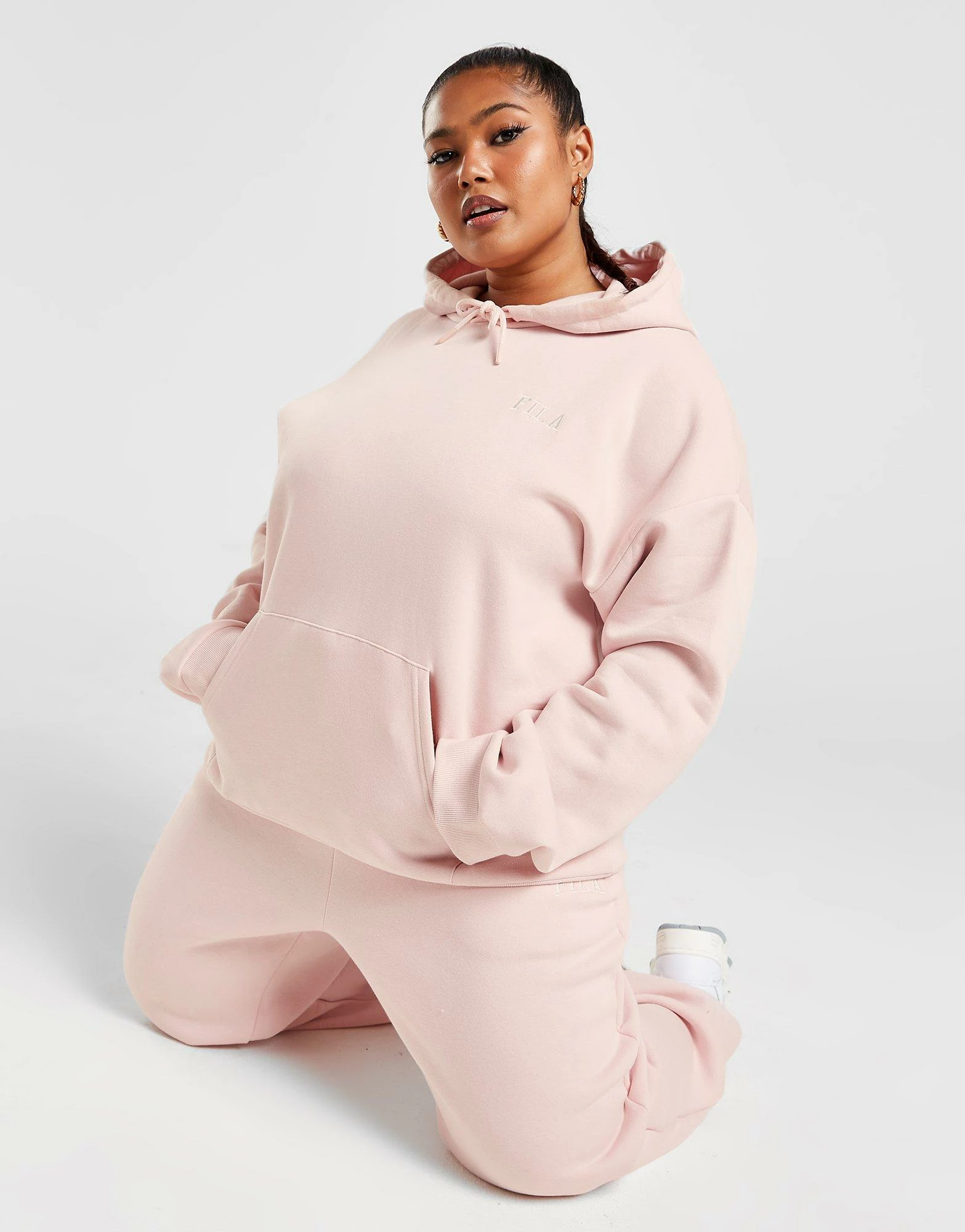 Fila Plus Size Embroidered Overhead Hoodie Pink