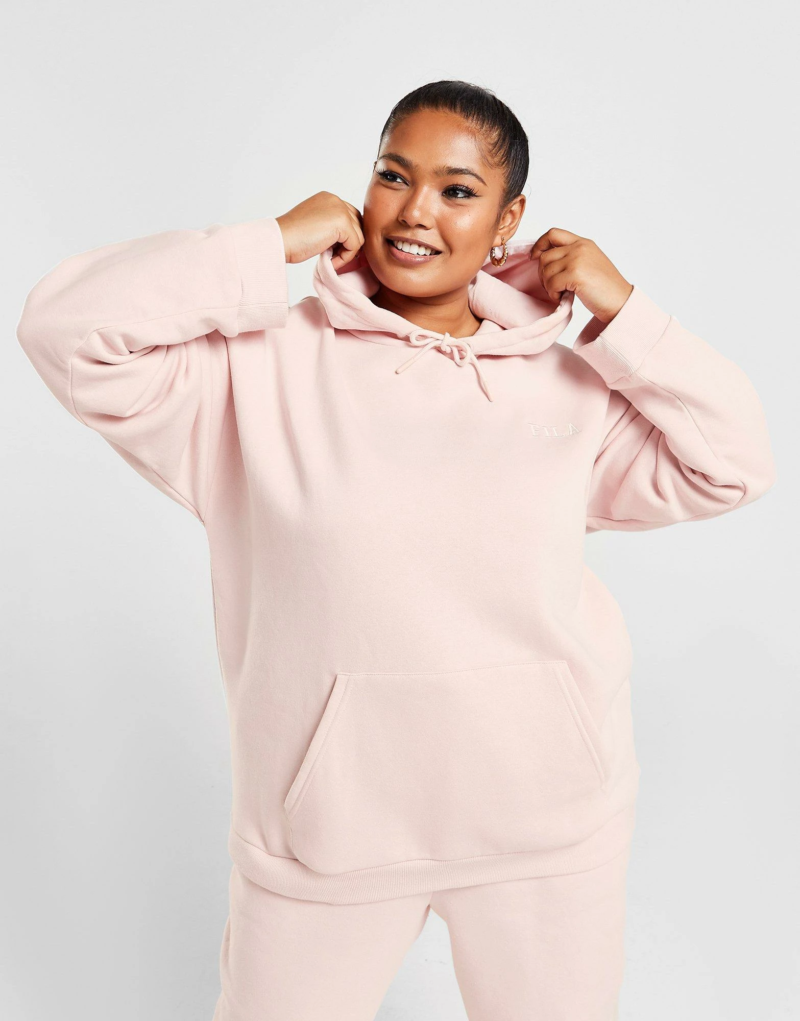 Fila Plus Size Embroidered Overhead Hoodie Pink - Billede 2