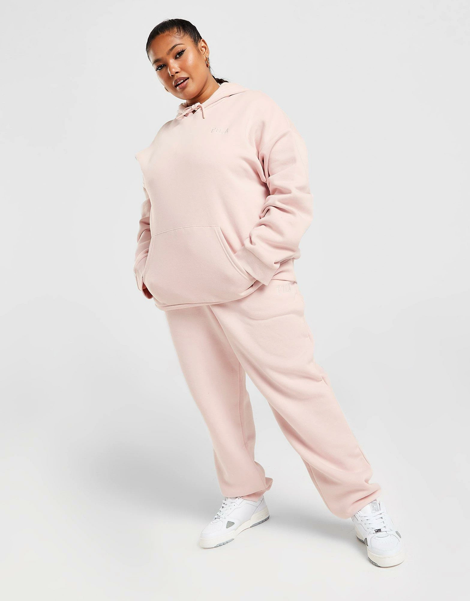 Fila Plus Size Embroidered Overhead Hoodie Pink - Billede 4