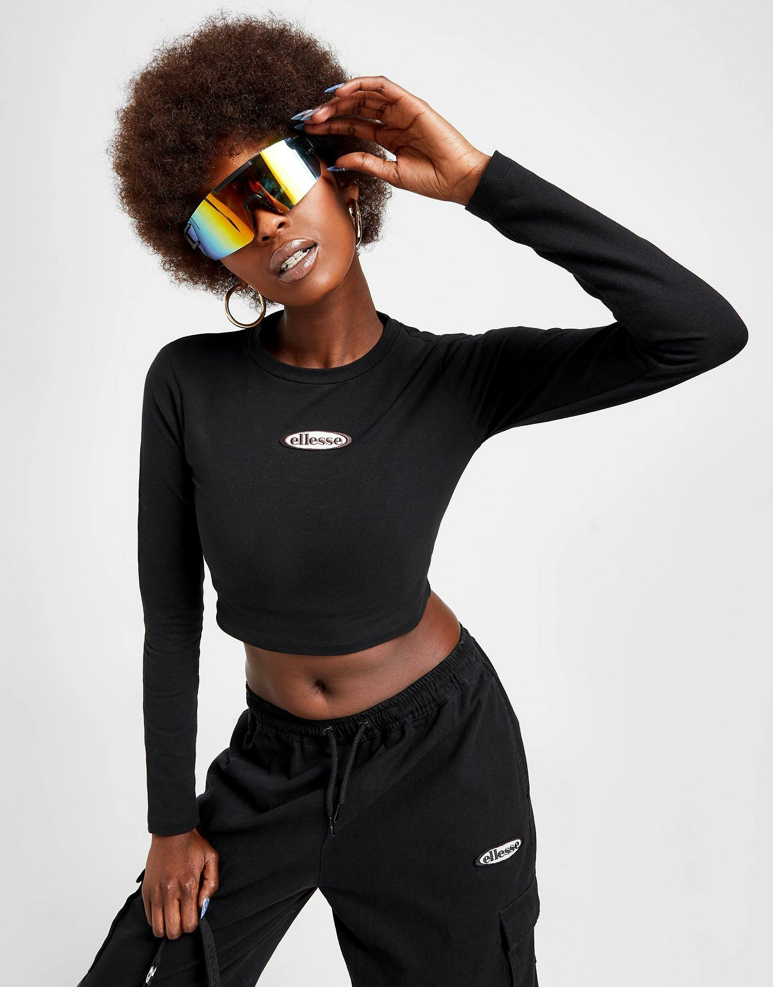 Ellesse Badge Langærmet Crop Top Dame Sort - Billede 2
