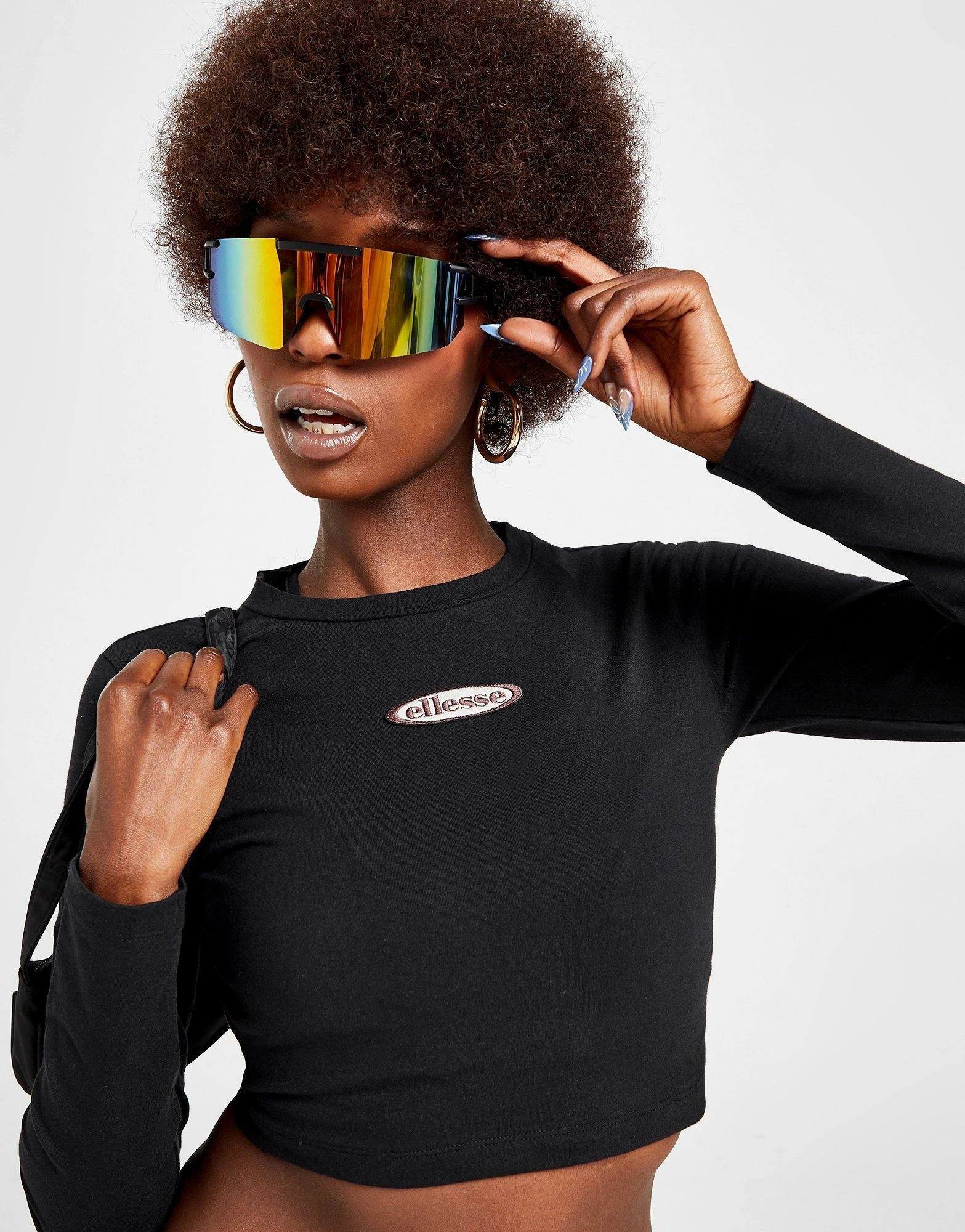 Ellesse Badge Langærmet Crop Top Dame Sort - Billede 5