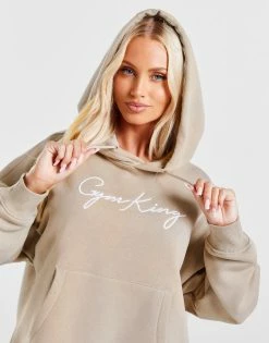 Gym King Slouch Hoodie Brun