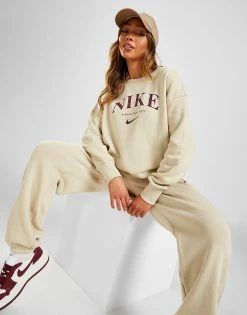 Nike Fleece Varsity Oversized Crew Sweatshirt Brun