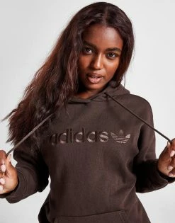 Adidas Originals Embroidered Overhead Hoodie Brun