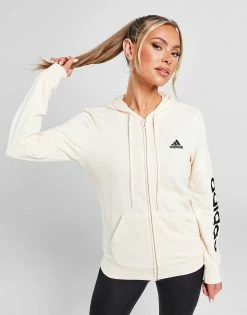 Adidas Core Linear Full Zip Hoodie Beige