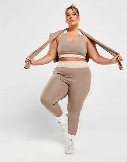 Pink Soda Sport Plus Size Ascot Colour Block Tights Brun