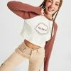 Kickers Long Sleeve Crop T-Shirt Brun