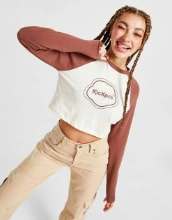 Kickers Long Sleeve Crop T-Shirt Brun