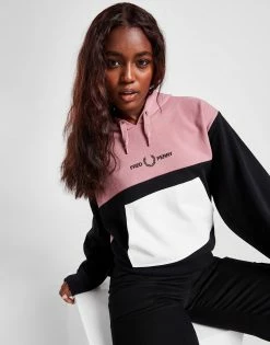 Fred Perry Colour Block Overhead Hoodie Pink