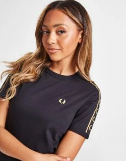 Fred Perry Tape Ringer T-Shirt Dame Sort