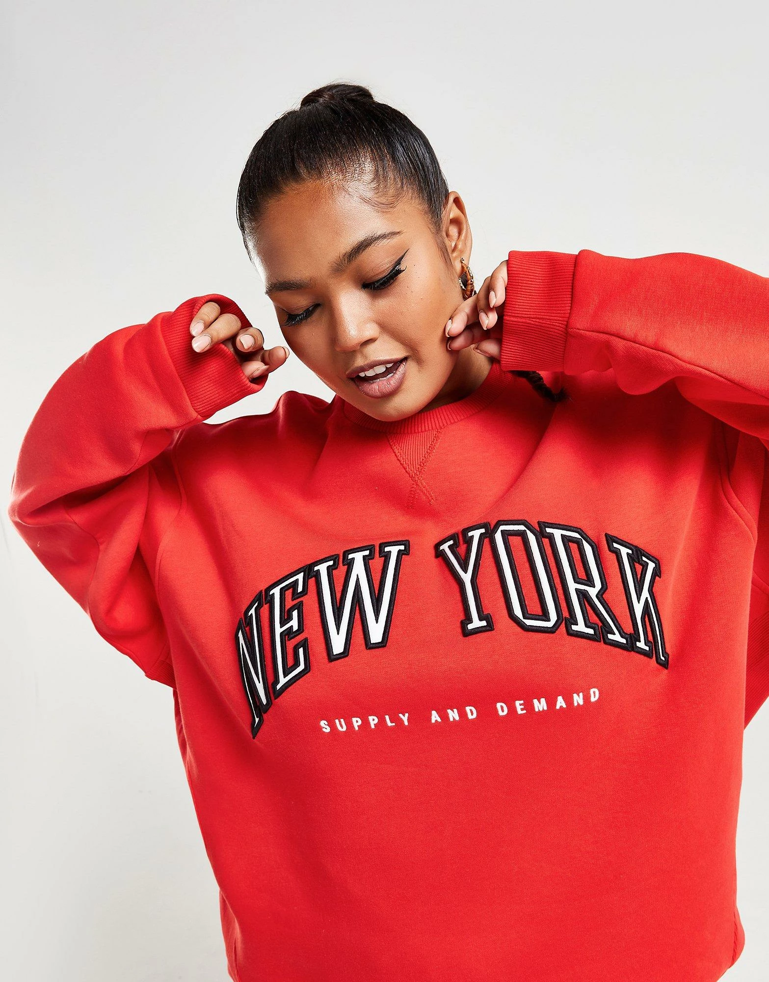 Supply & Demand Plus Size Varsity Crew Sweatshirt Rød - Billede 4