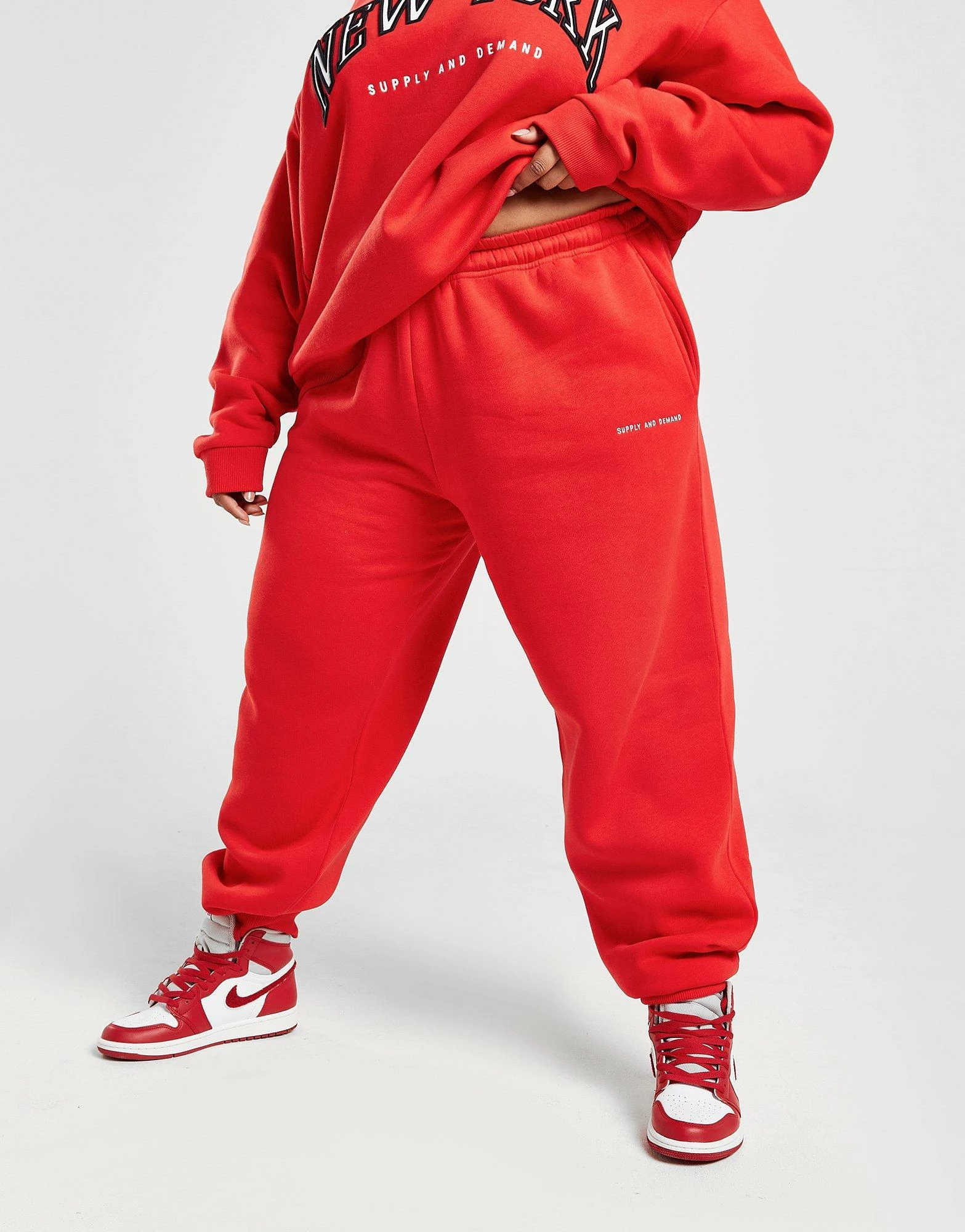 Supply & Demand Plus Size Varsity Joggers Rød - Billede 2