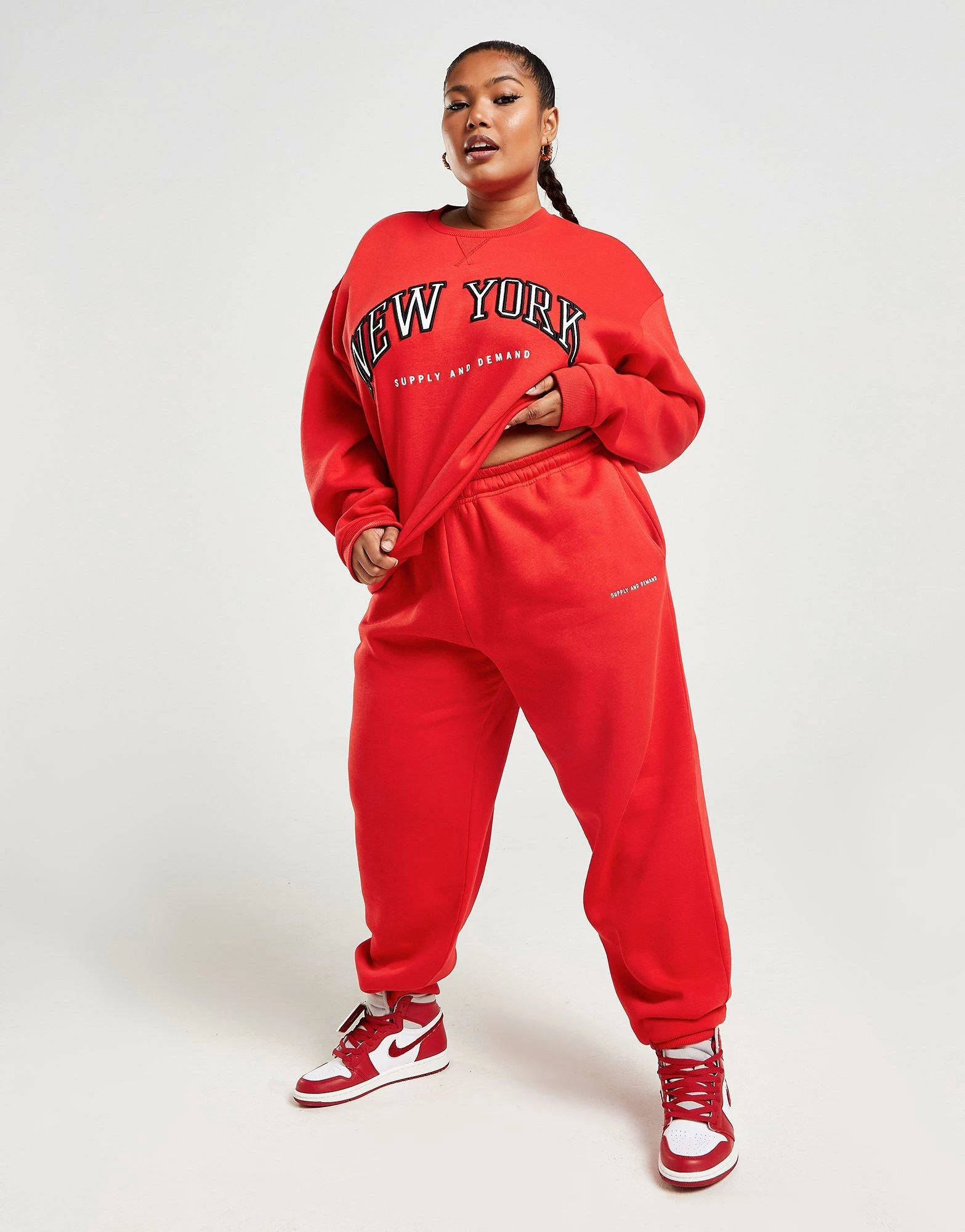 Supply & Demand Plus Size Varsity Joggers Rød - Billede 3