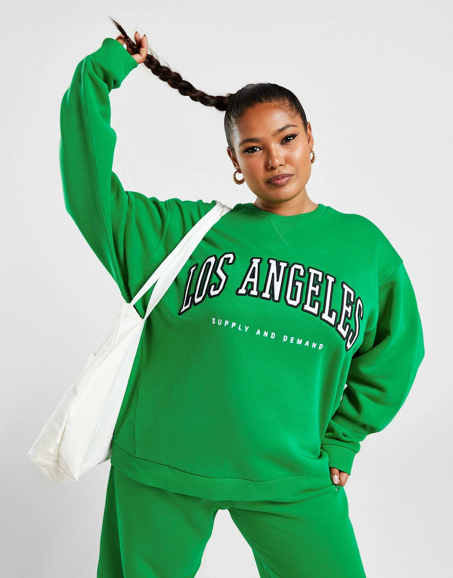 Supply & Demand Plus Size Varsity Crew Sweatshirt Grøn - Billede 5