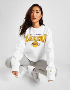 New Era NBA Los Angeles Lakers Logo Crew Sweatshirt Hvid